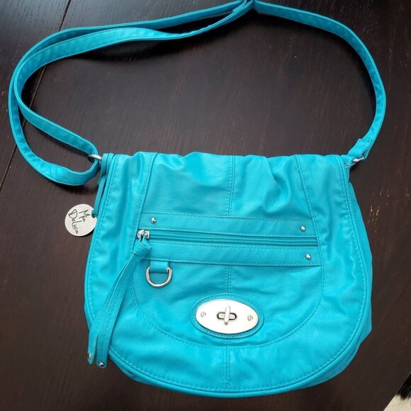Mia Deluca Bright Blue Shoulder Bag (EUC) - Picture 2 of 3